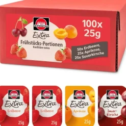 Schwartau Extra MixErdbeere, Aprikose, Sauerkirsche Konfitüre, 100 St.