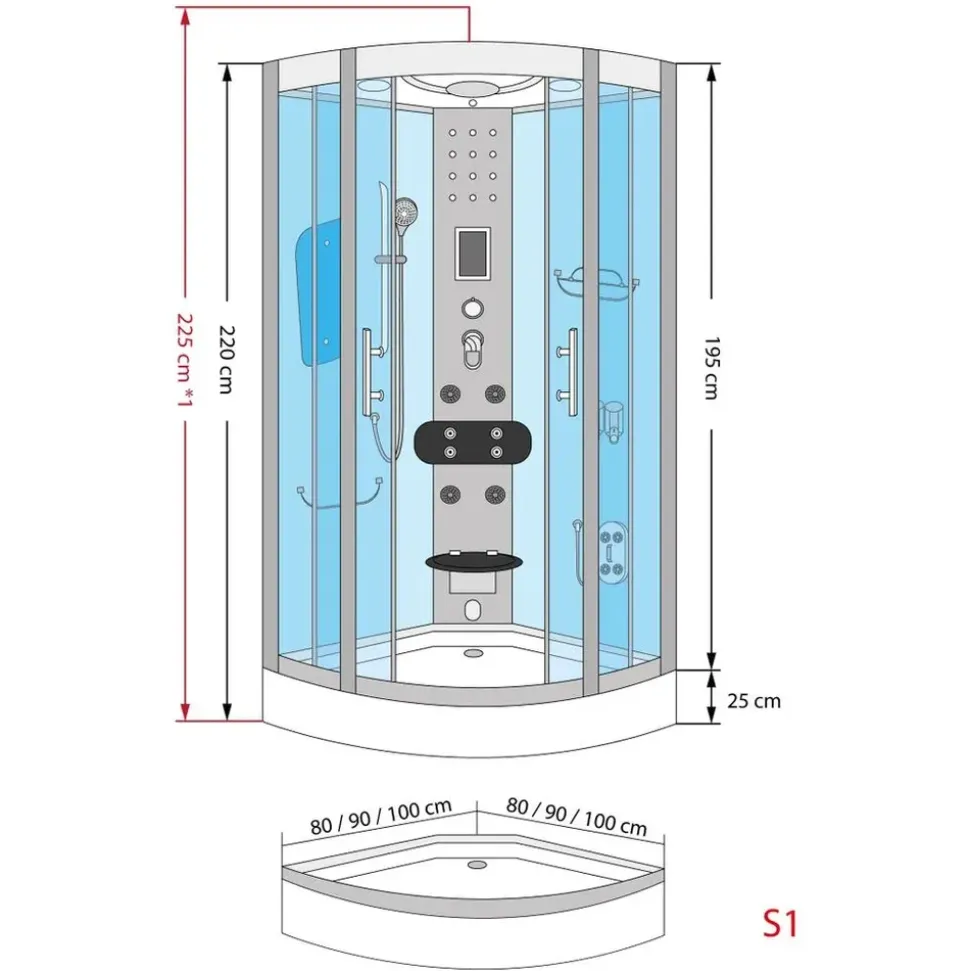 SeniorBad Komplettdusche 90 x 90 cm D46-50T1