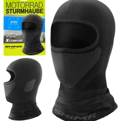 SHIMA X-Comfort Sturmhaube Motorrad Damen Herren Balaclava Sommer Winter Haube Unter Helm Atmungsaktiv Maske Schnelle Trocknung Outdoorsports Unterhelm (Unisex, Schwarz, XXS-S)