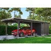 SKANHOLZ Carport Emsland 3,54 x 8,46 m grau mit Abstellraum