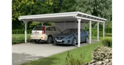 SKANHOLZ Carport Emsland 6,13 x 8,46 m weiß mit Abstellraum