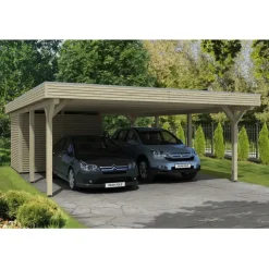 SKANHOLZ Doppelcarport Spessart 6,11 x 8,46 m unbehandelt mit Abstellraum