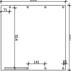 SKANHOLZ Friesland Doppel 5,57 x 5,55 m imprägniert inkl. Einfahrtsbogen und Alu-Dachplatten