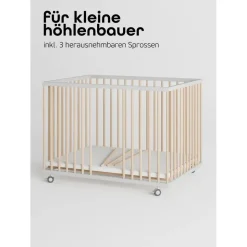 Sämann Laufgitter mit Matratze Cloud Air & Schlupfsprossen weiß/natur Premium | Gr.: 75x100 cm