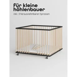 Sämann Laufgitter, mit 3 Schlupfsprossen – schwarz/natur - Premium Kollektion | Gr.: 100x100 cm,