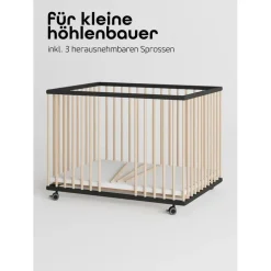 Sämann Laufgitter, mit 3 Schlupfsprossen – schwarz/natur - Premium Kollektion | Gr.: 75x100 cm,