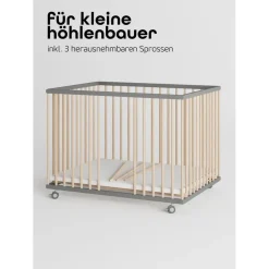 Sämann Laufgitter, mit 3 Stück Schlupfsprossen – grau/natur | Gr.: 75x100 cm,
