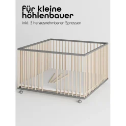 Sämann Laufgitter, mit 3 Stück Schlupfsprossen – grau/natur | Gr.: 120x120 cm,
