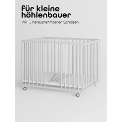 Sämann & make a difference. Laufgitter weiß Holz, Echtholz,Buche, 100x74x75 cm Babymöbel, Laufstall Baby
