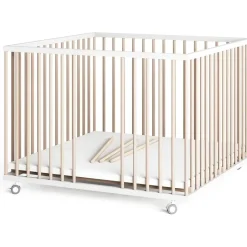 Sämann Sämann® – make a difference. Laufgitter, Weiß, Natur, Holz, Echtholz,Buche, 100x74x100 cm, Babymöbel, Laufstall, Baby