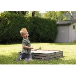 Smoby Kunststoffsandkasten Square Garden mit Dach grau
