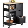 SoBuy Küchenwagen mit Rollen, Schwarz, 68x85x38cm, bis 50kg