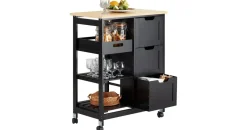 SoBuy Küchenwagen mit Rollen, Schwarz, 68x85x38cm, bis 50kg