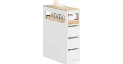 SoBuy Nischenregal, Weiß, Holzwerkstoff, Holz, 23x82x65 cm, Badezimmer, Badezimmerschränke, Midischränke