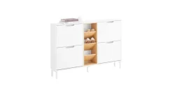 SoBuy Schuhkipper 126 x 85 x 19 cm mit 4 Klappen / weiß