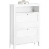 SoBuy Schuhschrank FSR152 80 x 108 x 25 cm mit 2 Klappen / weiß