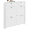SoBuy Schuhschrank 100 x 107 x 19 cm mit 2 Schubladen / weiß