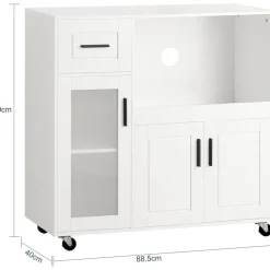 SoBuy Sideboard auf Rollen Küchenwagen Mikrowellenschrank Rollwagen FSB78-W