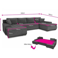 Sofnet Wohnlandschaft 7-Sitzer Textil U-Form Grün