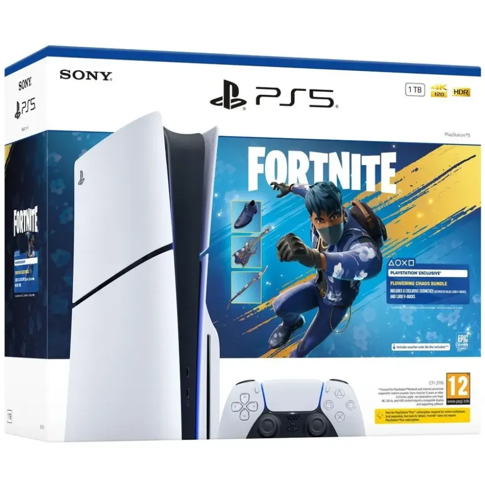 Sony PlayStation 5 Slim Disc Edition + Fortnite Flowering Chaos Set