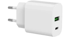 SPC 20W Fast Charger - 20W USB-C + USB-A Wandladegerät | Power Delivery | Schnelles und sicheres Laden für Handys, Tablets und Zubehör | Kompatibel mit iPhone, Samsung, SPC, Xiaomi und mehr – Weiß