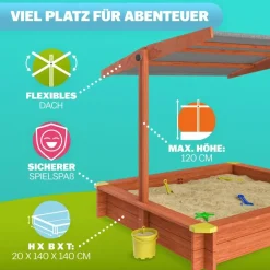Spielwerk® Sandkasten Max 140 x 140 cm