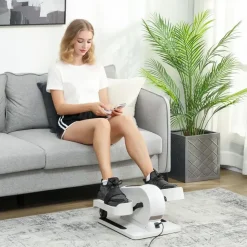 sportnow Mini Ellipsentrainer Untertisch Elektrischer Crosstrainer Weiß