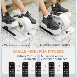 sportnow Mini Ellipsentrainer Untertisch Elektrischer Crosstrainer Weiß