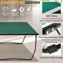 sportnow Tischtennisplatte Klappbar Grün