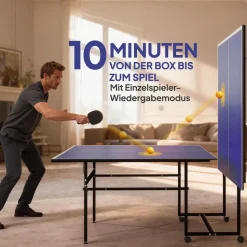 sportnow Tischtennisplatte Klappbar Indoor mit Rollen Blau
