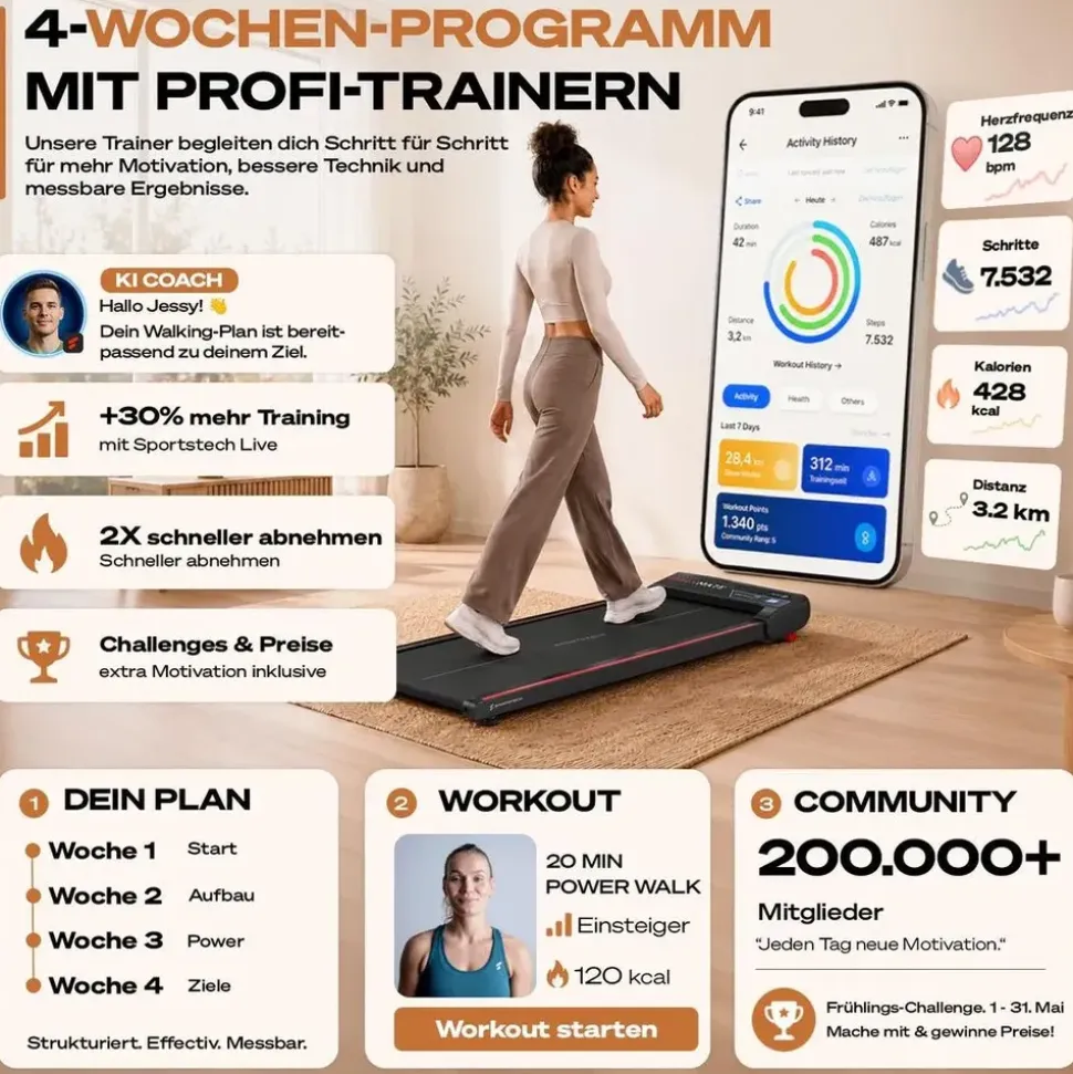Sportstech Walking Pad Walkmate Schwarz
