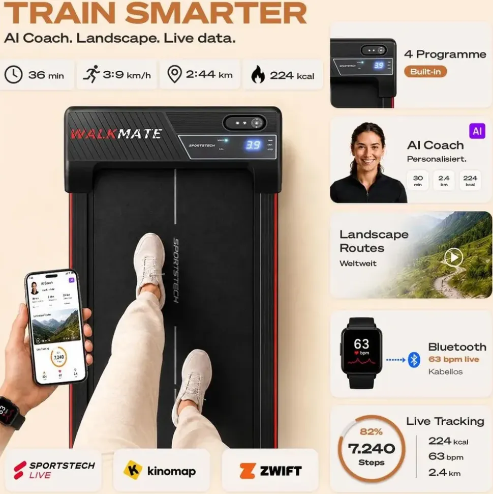 Sportstech Walking Pad Walkmate Schwarz