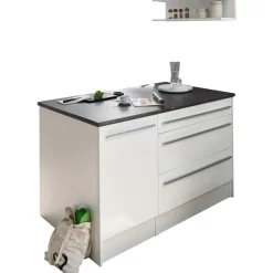 Stella Trading Kücheninsel JAZZ 145 cm Weiß Hochglanz