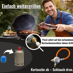 stellfeld & ernst gmbh Umrüstset von Schraub-Kartusche auf Gasflasche für Camping Grills und K...