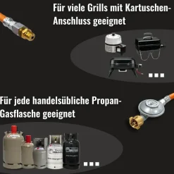 stellfeld & ernst gmbh Umrüstset von Schraub-Kartusche auf Gasflasche für Camping Grills und K...