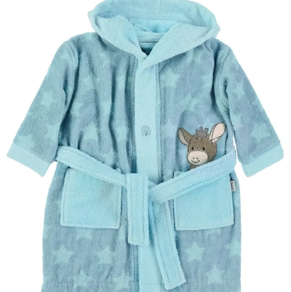 Sterntaler Unisex Baby Bademantel Emmi Bathrobe, Mittelblau, 110-116