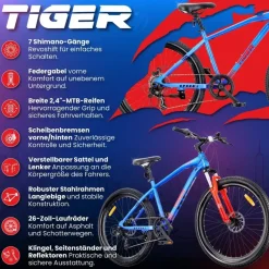 SUN BABY Tiger Bike 26 Zoll RH 0 cm blau/orange