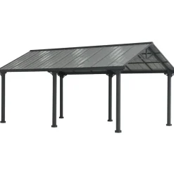 Sunjoy Carport Eiger 6,10 x 3,67 m grau pulverbeschichtet