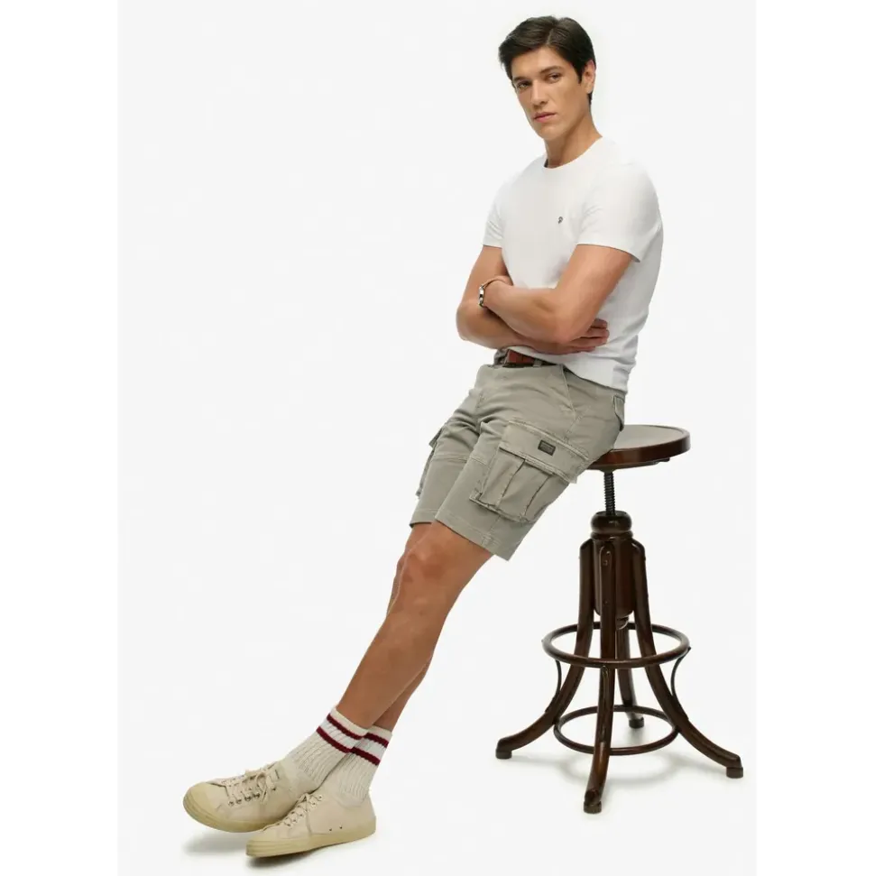 Superdry Cargobermudas "CORE CARGO SHORT", Herren, Gr. 36, N-Gr, light khaki grün, Web, Obermaterial: 98% Baumwolle, 2% Elasthan, unifarben, straight fit knielang, Hosen, Straight Fit, mit Reißverschluss und 1-Knopf-Verschluss, knielang