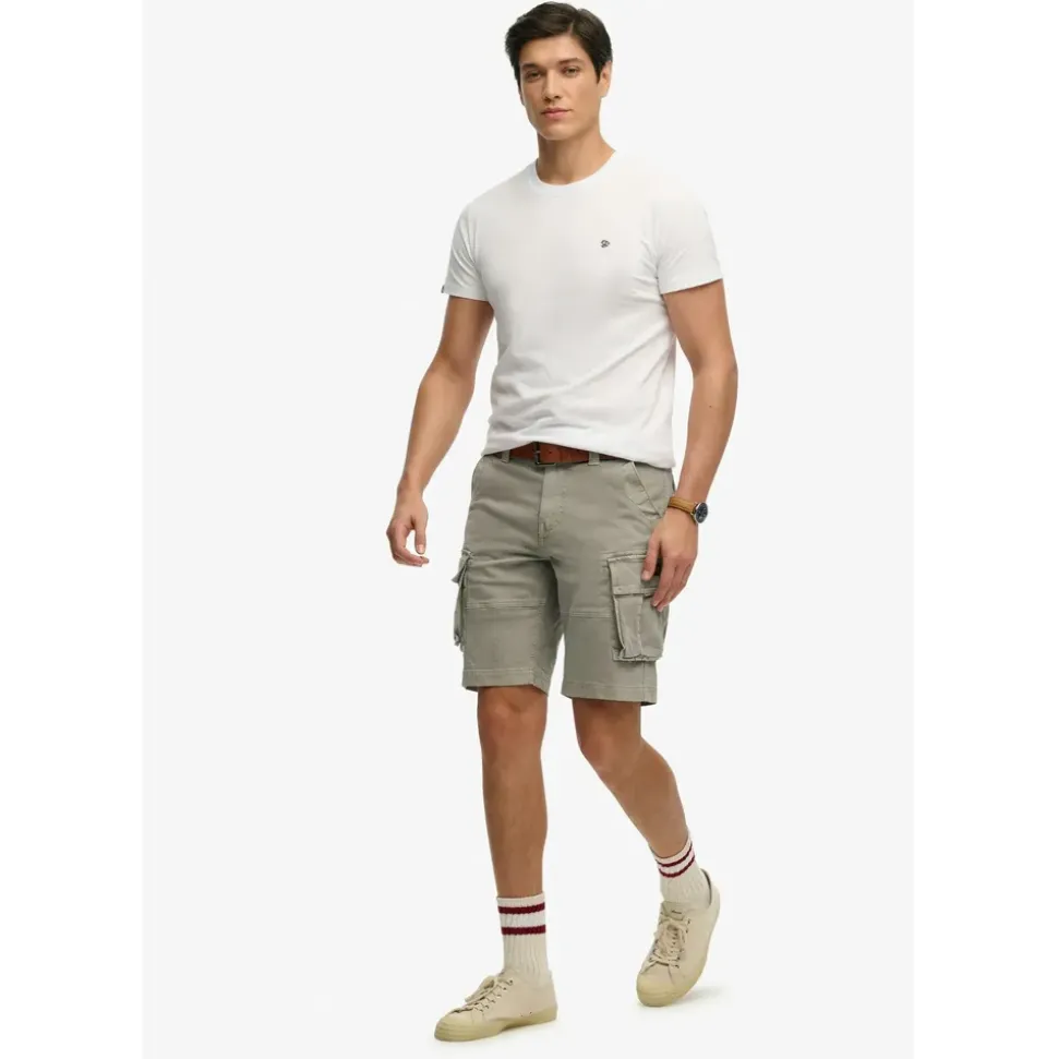 Superdry Cargobermudas "CORE CARGO SHORT", Herren, Gr. 36, N-Gr, light khaki grün, Web, Obermaterial: 98% Baumwolle, 2% Elasthan, unifarben, straight fit knielang, Hosen, Straight Fit, mit Reißverschluss und 1-Knopf-Verschluss, knielang