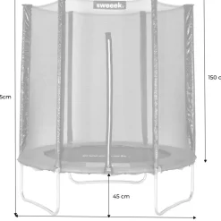 sweeek Rundes Trampolin 180 cm inkl. Sicherheitsnetz Grau
