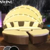 Swing&Harmonie LED Polyrattan Sonneninsel inkl. Abdeckcover braun/weiß