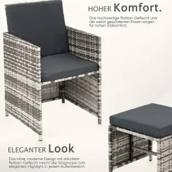 Swing&Harmonie Vegas Polyrattan Sitzgruppe Esstisch schwarz