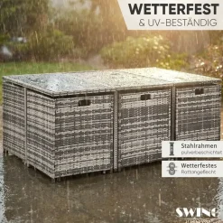 Swing&Harmonie Vegas Polyrattan Sitzgruppe Esstisch schwarz