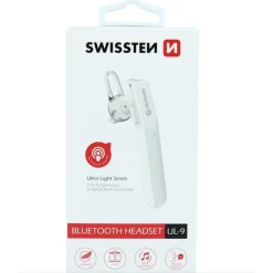 Swissten Ultraleichtes UL-9 Bluetooth-Freisprech-Headset mit MultiPoint - Weiß