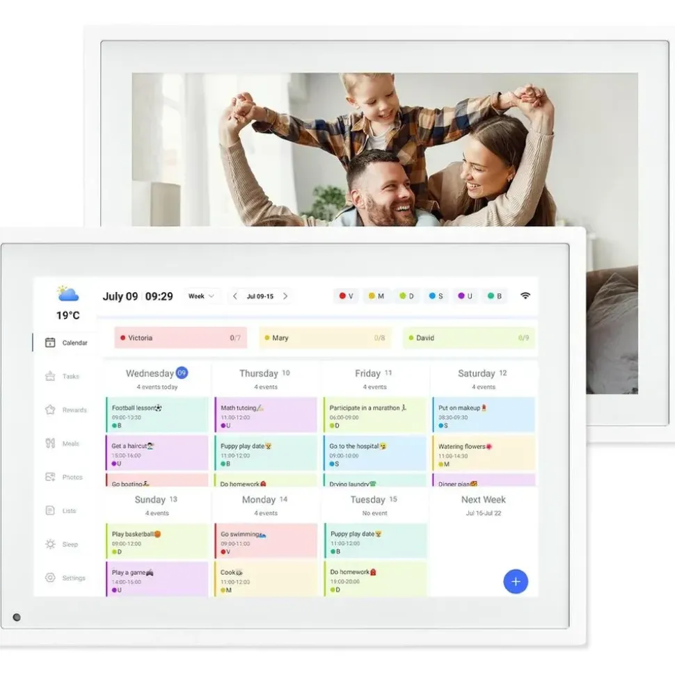 tabwee P10 10,1 Zoll Digitaler Kalender und Desktop Bilderrahmen mit Touchscreen, WLAN, 1280x800, 16:10, Multi-Device-Sync und Sharing, - Weiß