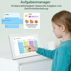 tabwee P10 10,1 Zoll Digitaler Kalender und Desktop Bilderrahmen mit Touchscreen, WLAN, 1280x800, 16:10, Multi-Device-Sync und Sharing, - Weiß