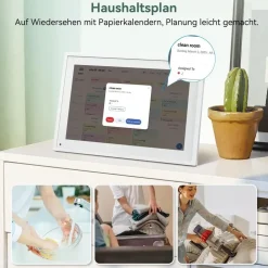 tabwee P10 10,1 Zoll Digitaler Kalender und Desktop Bilderrahmen mit Touchscreen, WLAN, 1280x800, 16:10, Multi-Device-Sync und Sharing, - Weiß