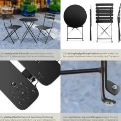 Tectake Bistrotisch-Set Frieda für 2 Personen