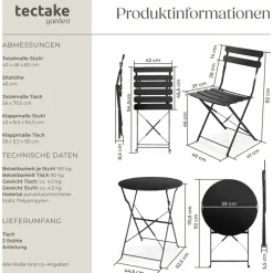 Tectake Bistrotisch-Set Frieda für 2 Personen